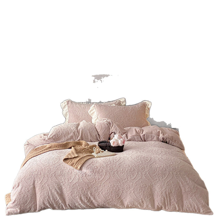 Milk fiber bedding set with floral pattern, 4-piece
