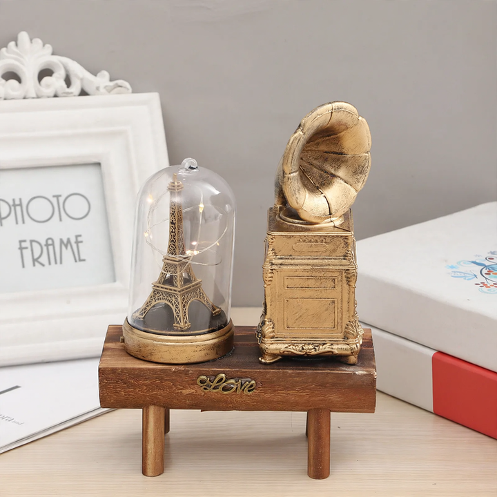 Retro pencil holder with hourglass and light