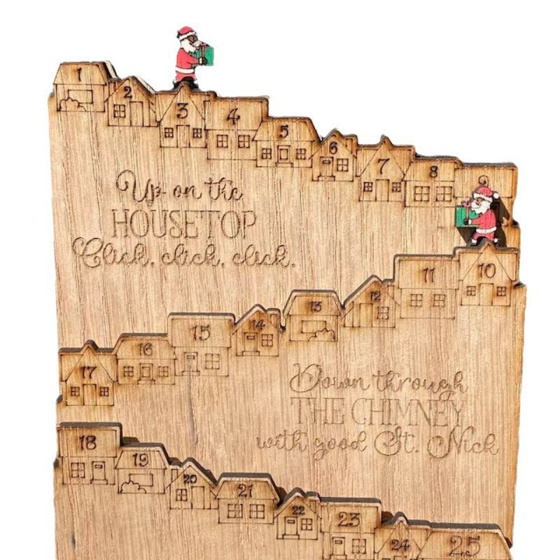 Wooden Christmas Advent Calendar, Table Decoration