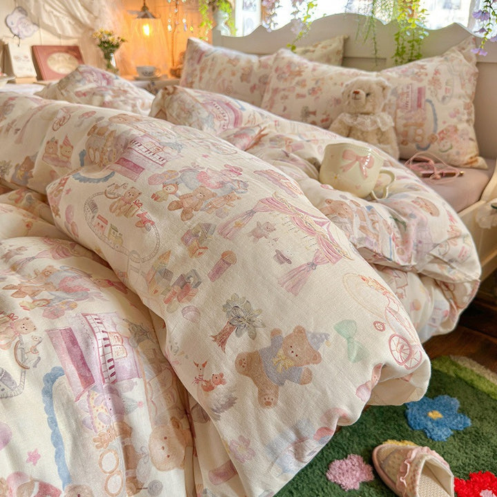 Cotton bedding set, double-layer yarn, various sizes