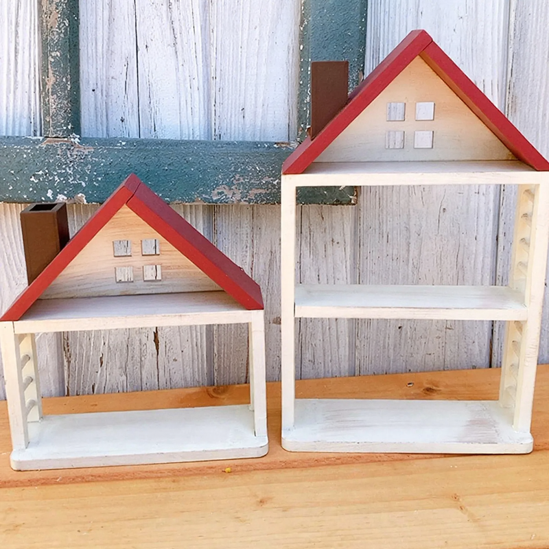 Decorative wooden Christmas house in two sizes