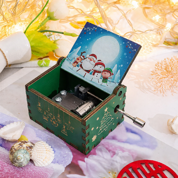 Decorative music box made of wood with engraving