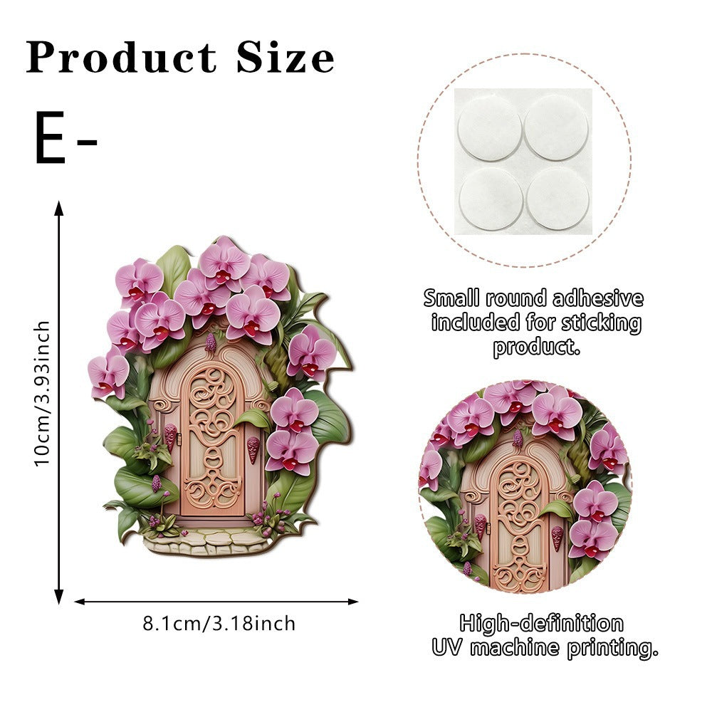 Decorative miniature fairy door made of wood for plants and gardens