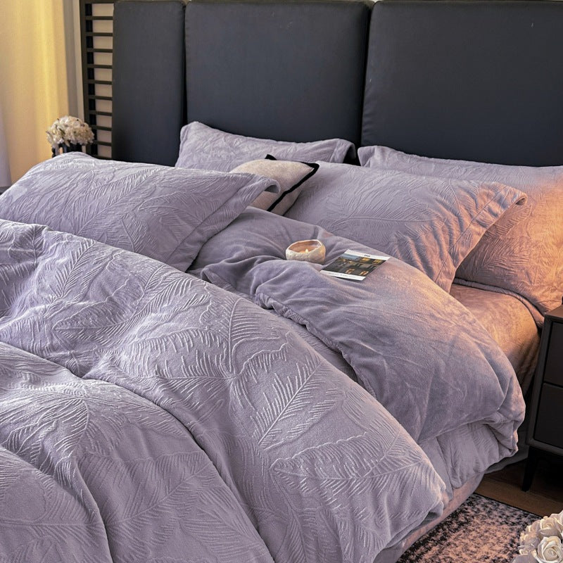 Milk fiber bedding set, 3D embossing, winter