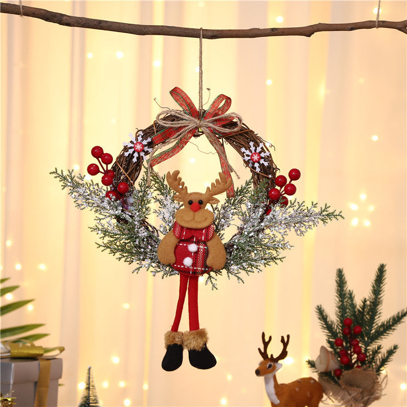 Christmas wreath with cartoon figure and branch look