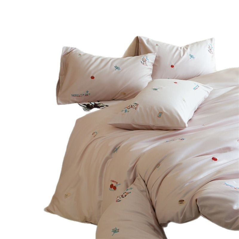 Cotton bedding set, embroidered, for children and adults