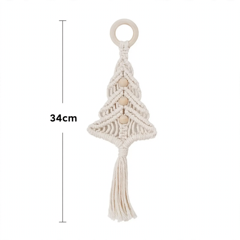Handmade Christmas tree wall hanging made of cotton rope