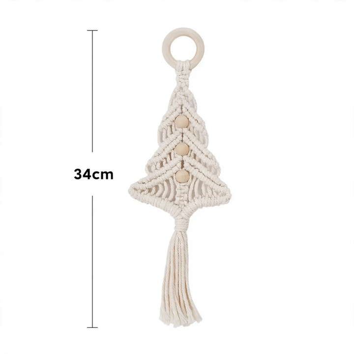 Handmade Christmas tree wall hanging made of cotton rope