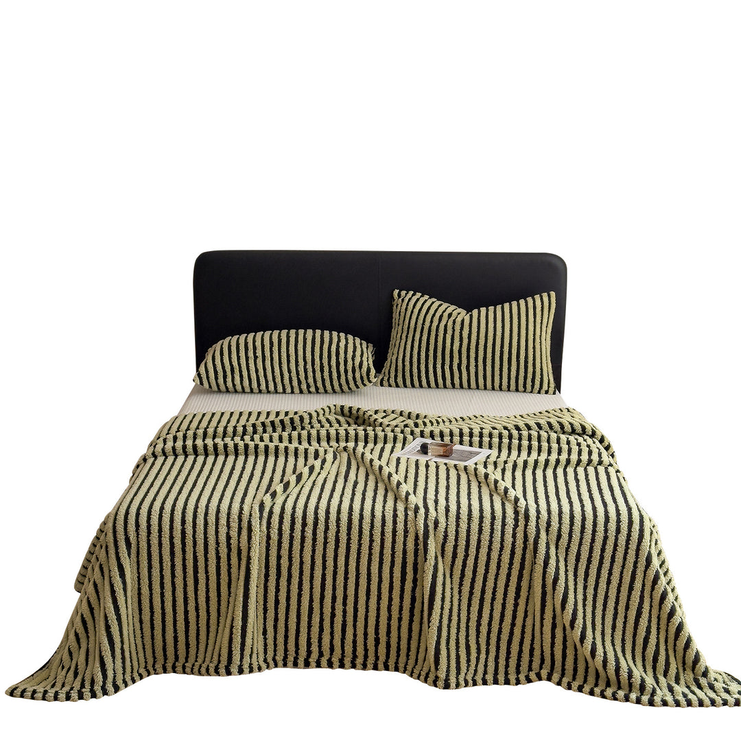 Modern milk fiber fleece throw blanket, striped, various sizes