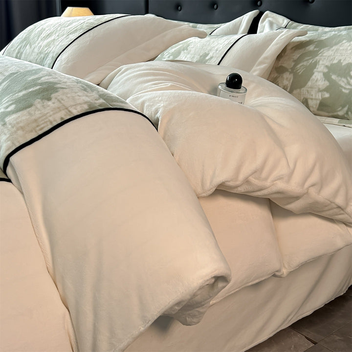 Milk fiber fleece bedding set, French luxury style