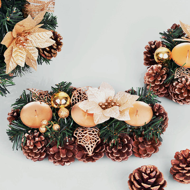 Handcrafted Christmas wreath for candle holder