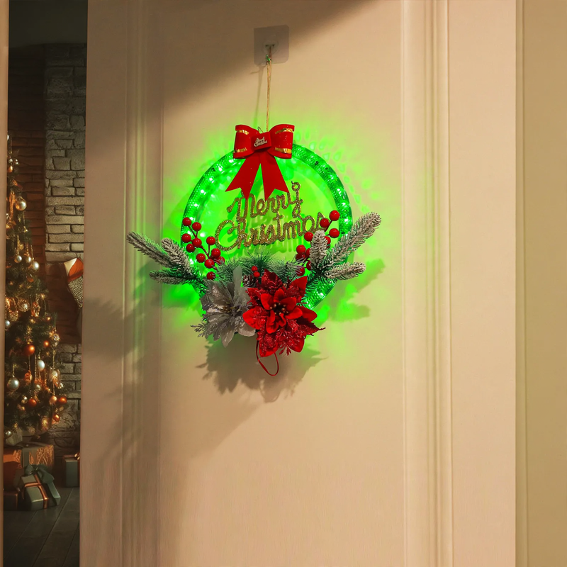 Illuminated Christmas wreath with LED light