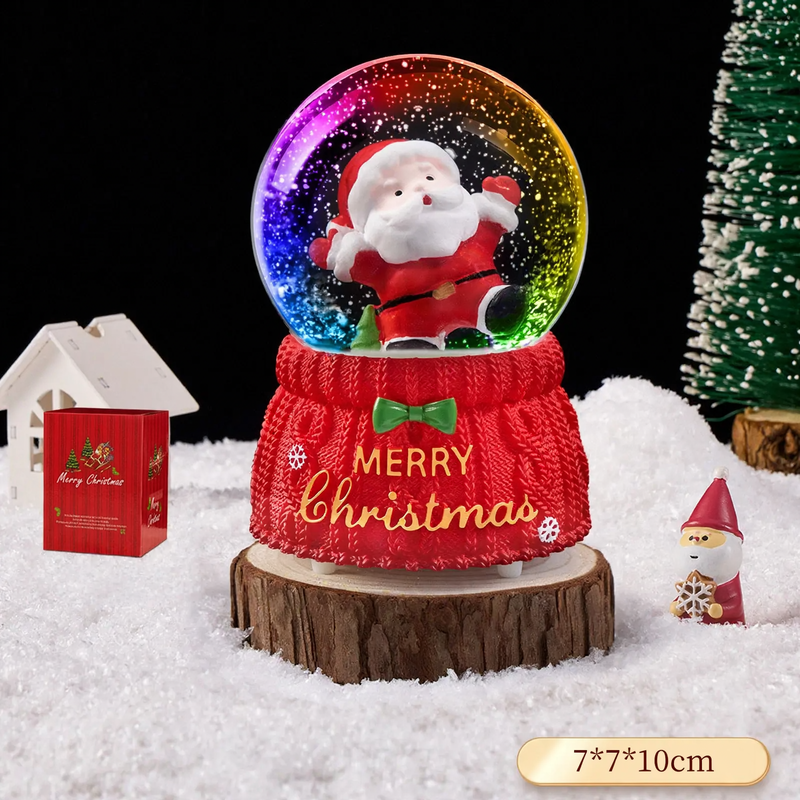 Christmas snow globe with music box and carriage design