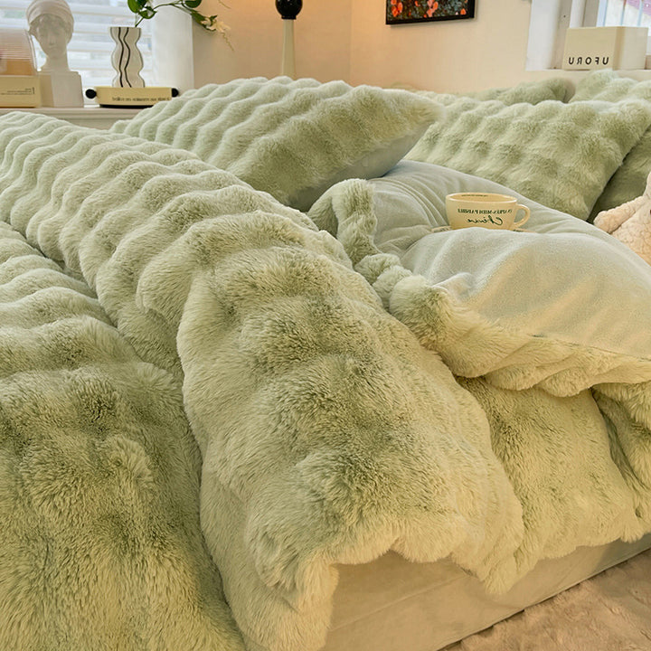 Winter bedding set made of milk fiber fleece, extra thick