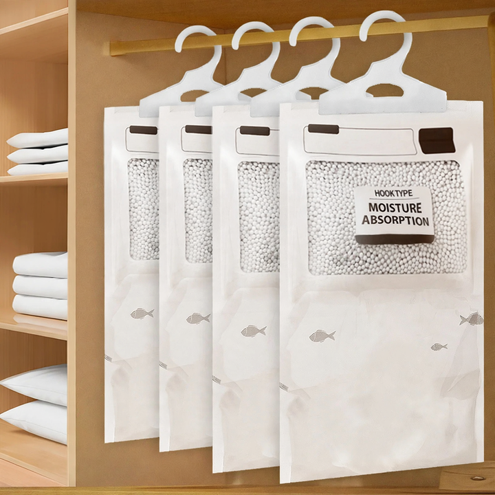 Hanging dehumidification bag with calcium chloride