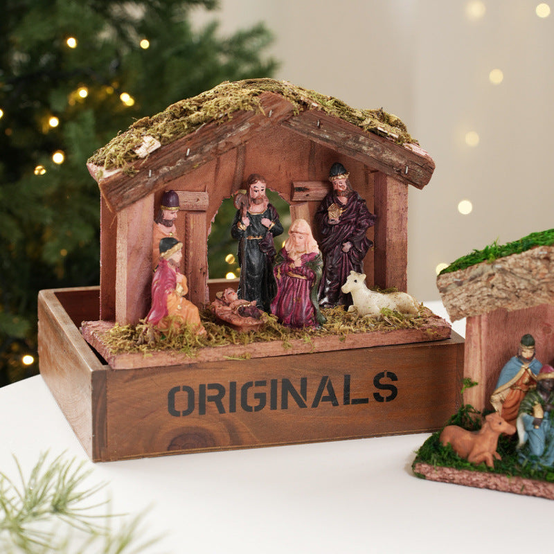 Christmas crib decoration with figures