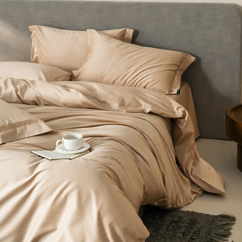 Long-staple cotton bedding, 4-piece, solid color