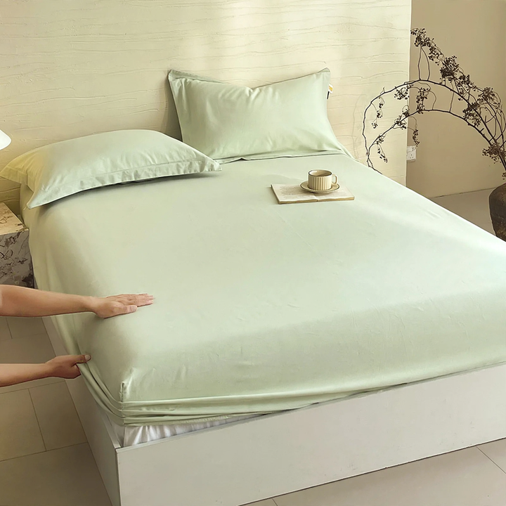 Cotton fitted sheet with fleece surface, 150 cm