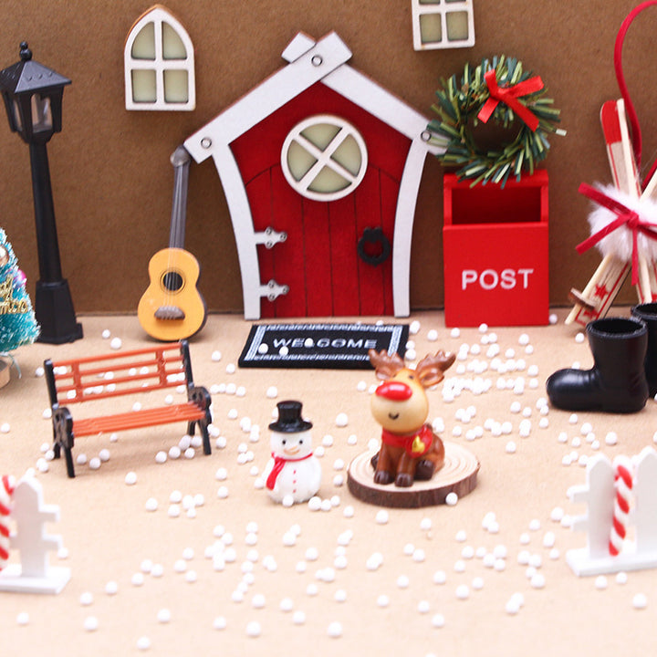 Glowing Elf Door Set for Miniature Christmas Scenes