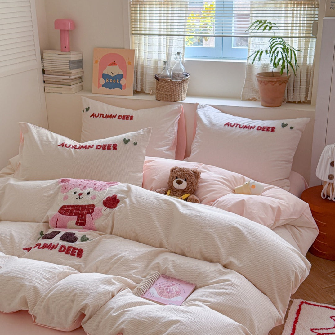Cotton bedding, embroidered, cartoon design