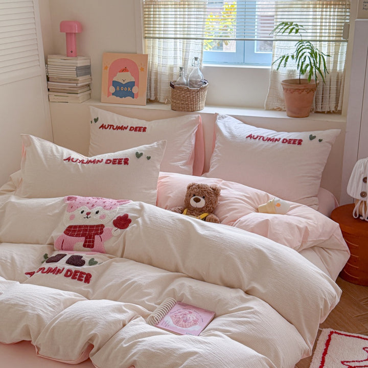 Cotton bedding, embroidered, cartoon design