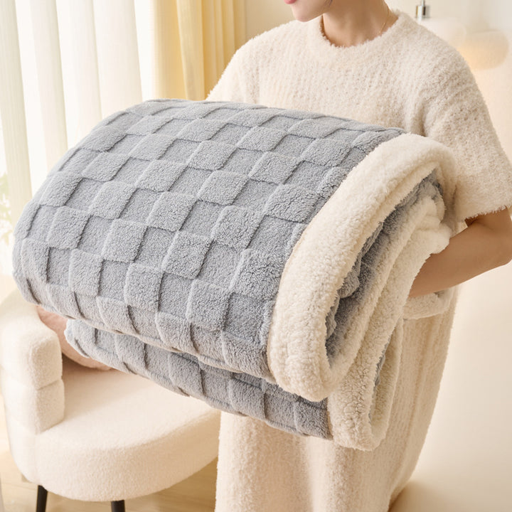 Water cube coral fleece blanket with lamb fleece