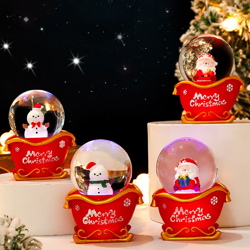 Christmas snow globe with lighting and snow effect