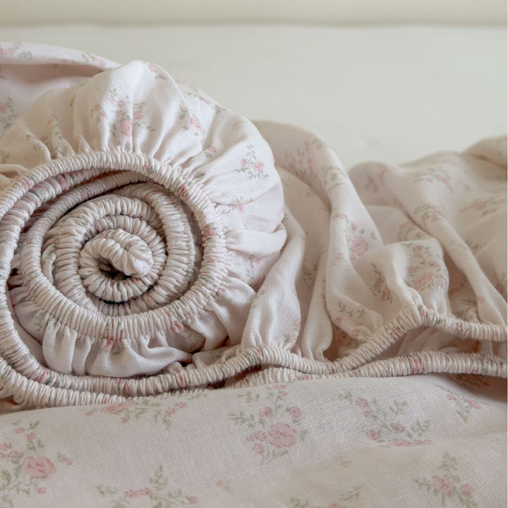 Cotton fitted sheet, double gauze, printed