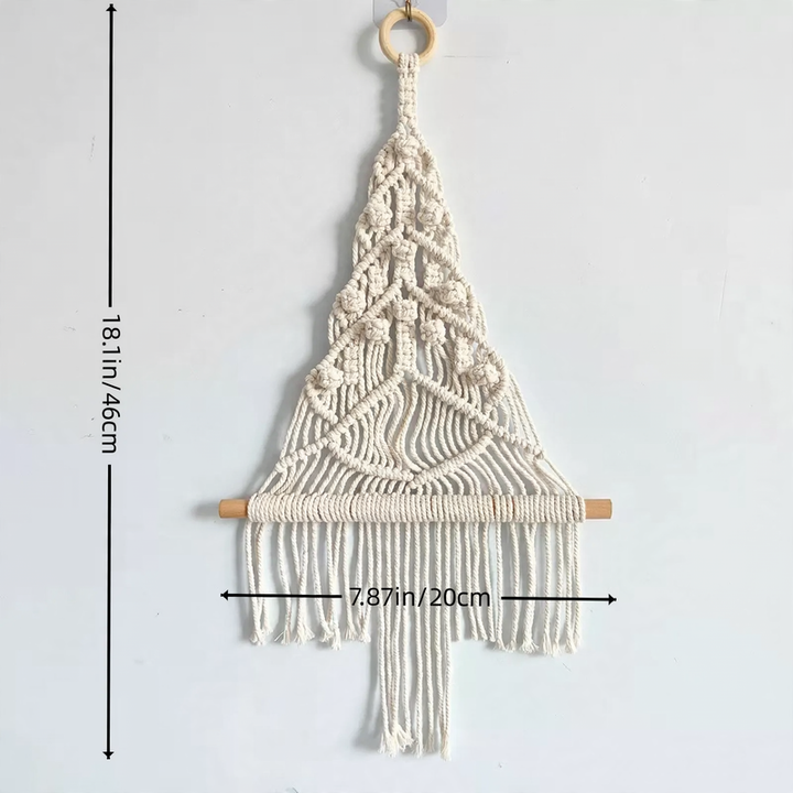 Handmade Christmas tree wall hanging made of cotton rope