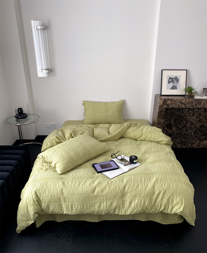 Seersucker bedding set made of cotton, solid color