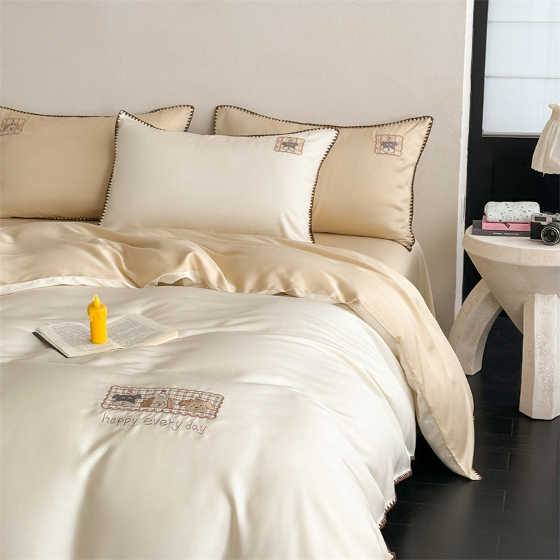 Soft Tencel bedding set, Class A, with cartoon embroidery