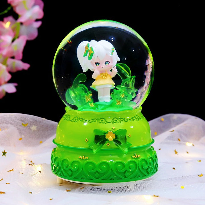 Music box snow globe with light and music