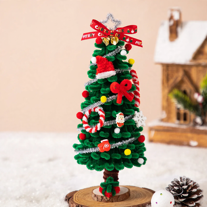 DIY Christmas Tree Table Decoration made of Bendable Plush
