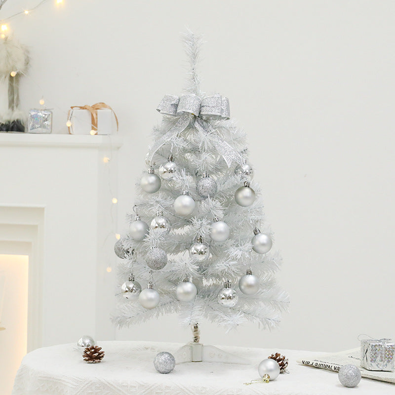 White mini Christmas tree with ornaments, 45 cm or 60 cm