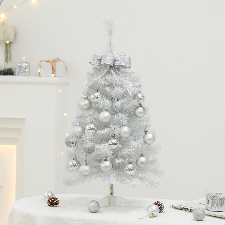 White mini Christmas tree with ornaments, 45 cm or 60 cm
