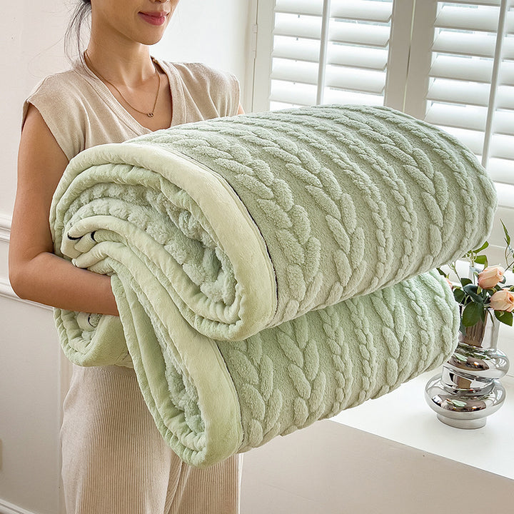 Milk fiber fleece throw blanket with ear pattern, various sizes