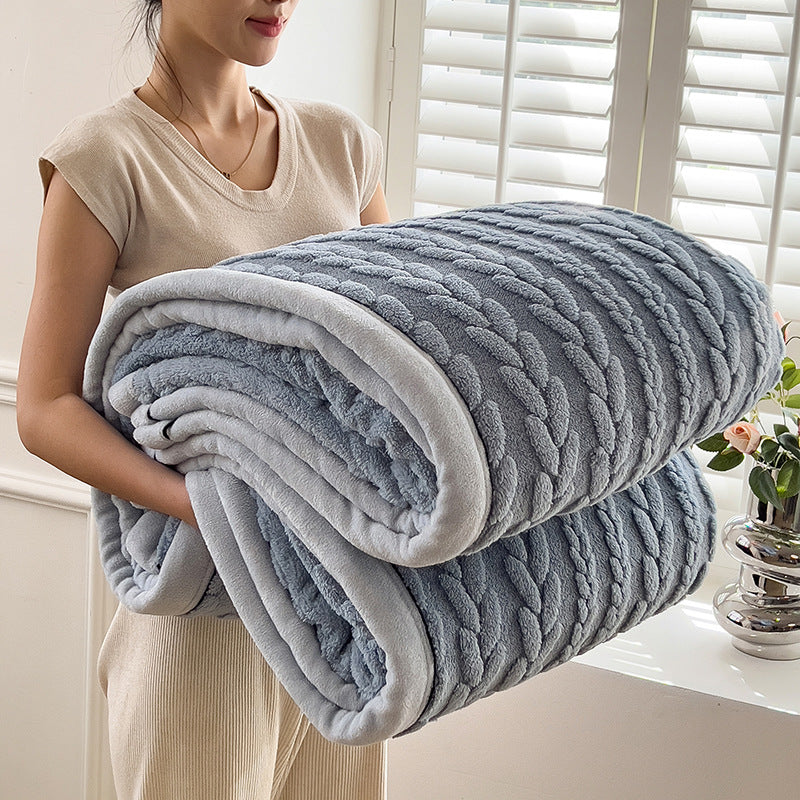Milk fiber fleece throw blanket with ear pattern, various sizes
