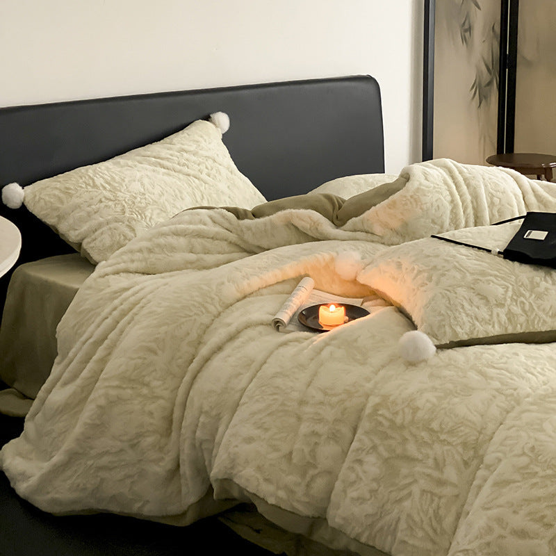 Milk fiber fleece bedding set, extra heavy, warm