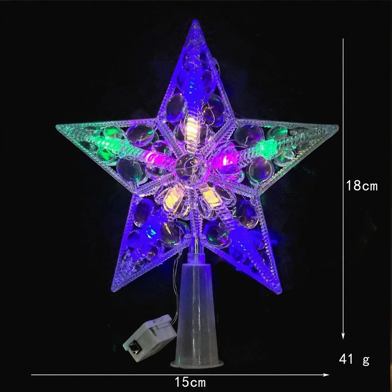 Illuminated Christmas tree top star made of plastic