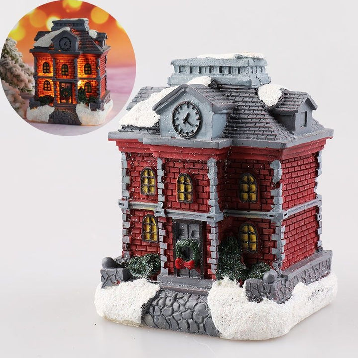 Illuminated Christmas house made of resin