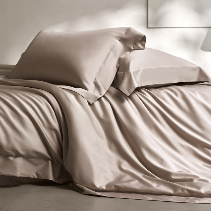 Cotton bed linen set, plain, satin weave