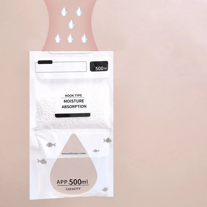 Hanging dehumidifier bag for closets and living spaces