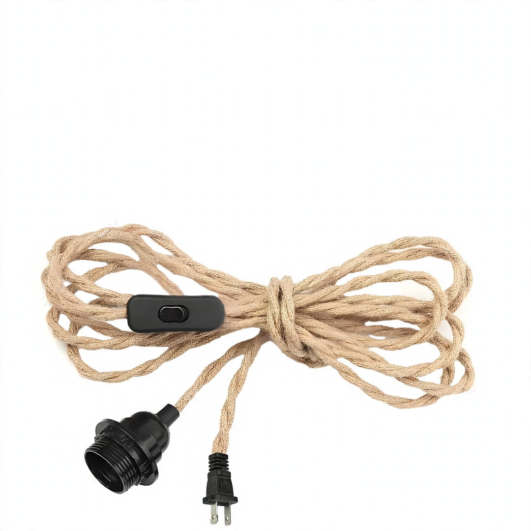 Industrial pendant light with hemp rope