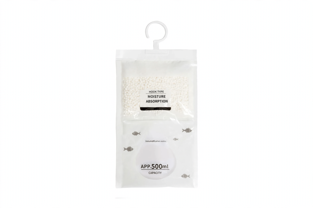 Hanging dehumidifying bag with calcium chloride