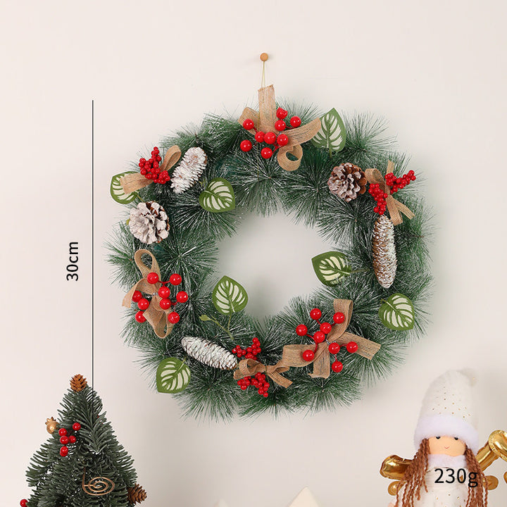 Decorative Christmas wreath with cones and LED