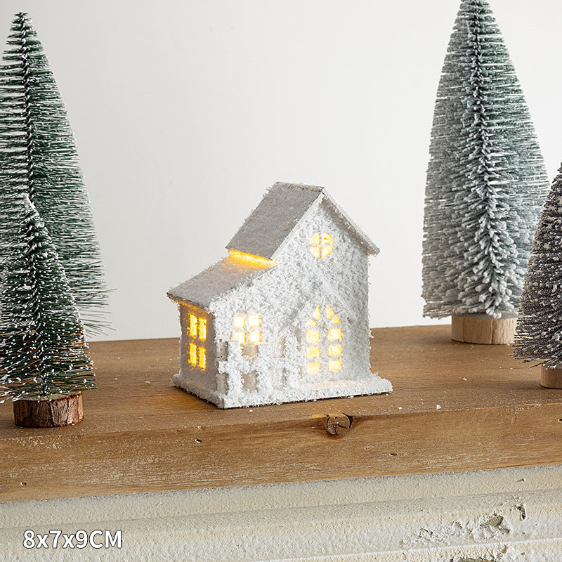Christmas wooden house decoration sets with LED