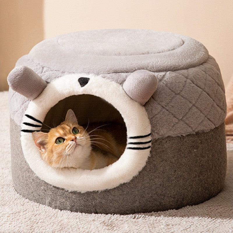 Closed pet bed, removable and washable