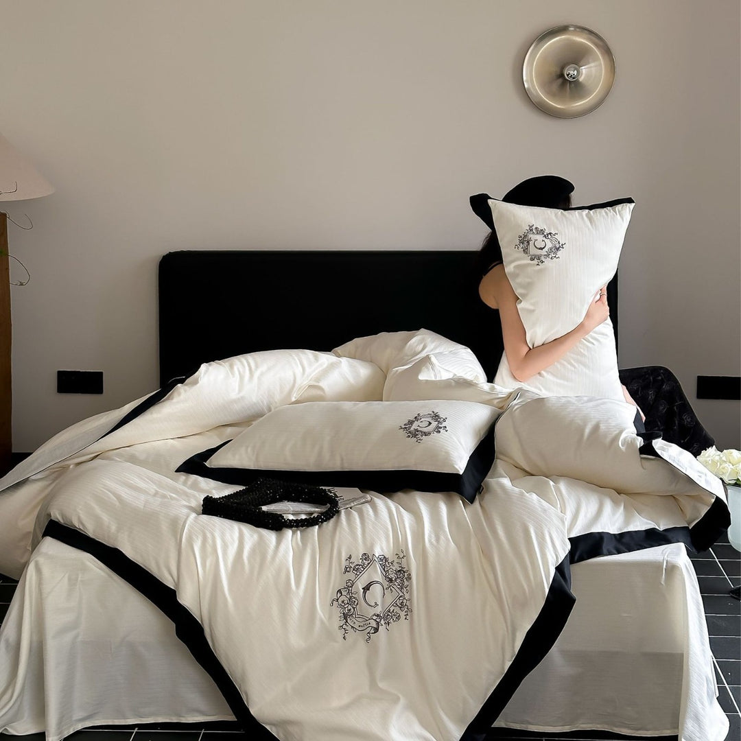 Cotton bedding set, 4-piece, textured, various sizes