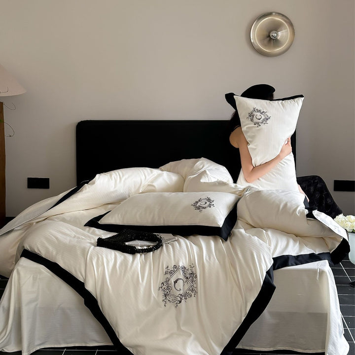 Cotton bedding set, 4-piece, textured, various sizes