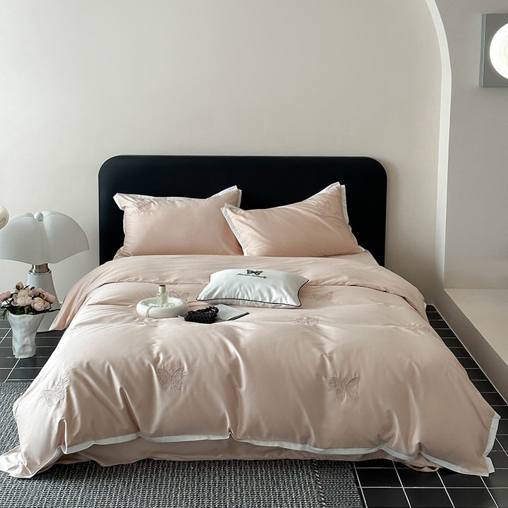 Cotton bedding set, 4-piece, long-staple cotton